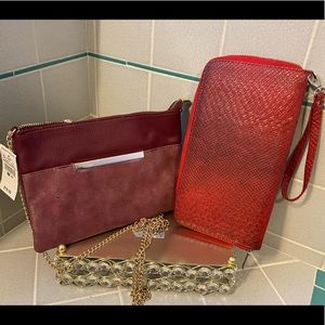 2 Sexy Red Purses. One clutch One Cross Body.